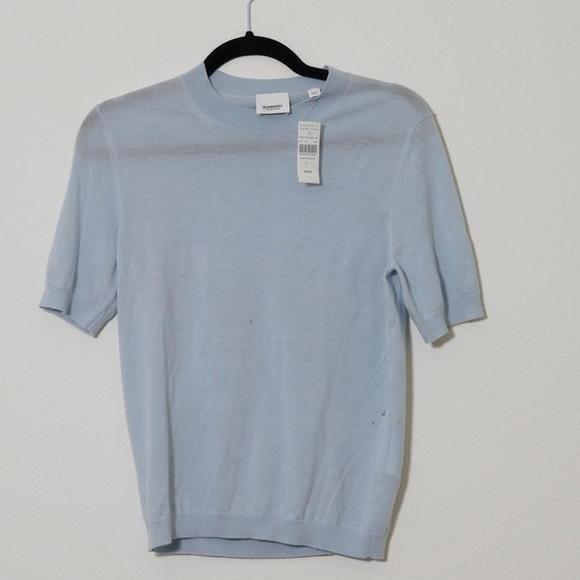 Burberry Baby Blue Distinctive Short Sleeve Sweater - Size XS - Picture 1 of 7